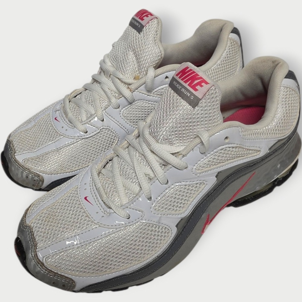 Nike Reax Run 5 Womens White Silver Pink Running Shoes 407987-116 Size 8